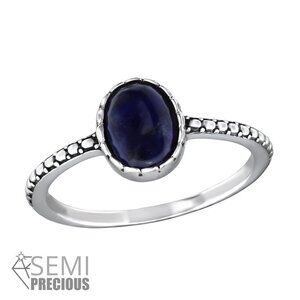 Sterling Silver Sodalite Semi Precious Gemstone Ring